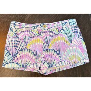 Lilly Pulitzer Oh Shello Girls 14 Printed Cotton Shorts Size 14 Shell Beach Purp